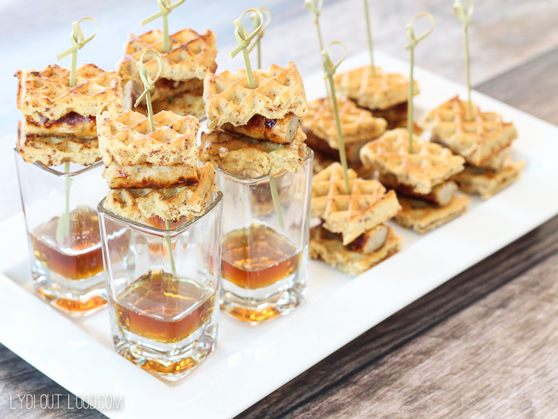 A delicious and healthier take on chicken and waffles - love this appetizer recipe!