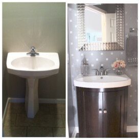 Powder room makeover before and after