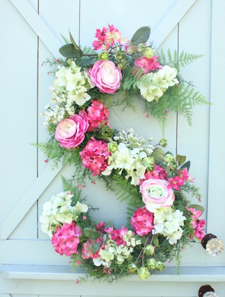 Love this! Monogram floral spring wreath