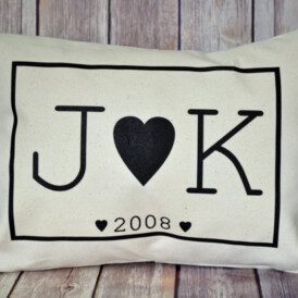 Personalized cotton pillow - such a cute 2 year anniversary gift idea!