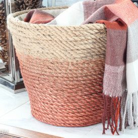 DIY Rope Basket for blanket storage