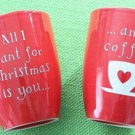 These DIY Christmas Coffee Mugs take only minutes to make and are such a fun gift idea!