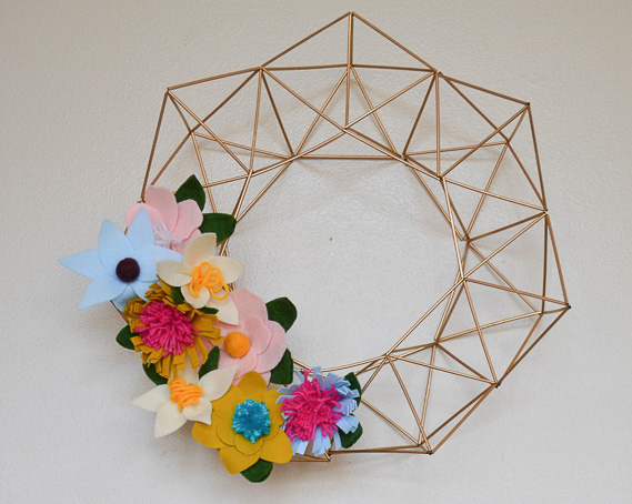 DIY Geometric Felt Flower Wreath