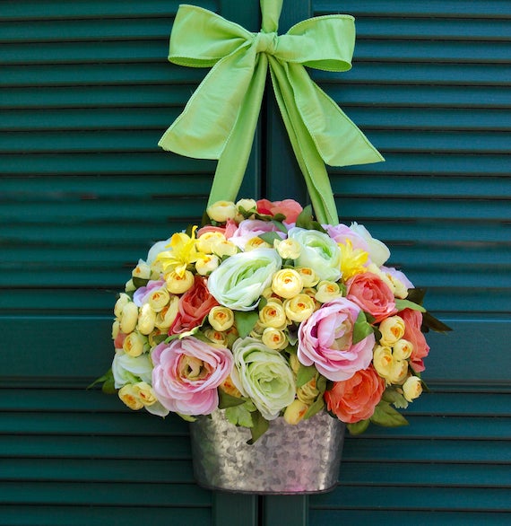 summer flower bucket wreath