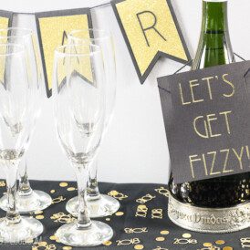 Let's Get Fizzy Champagne Bottle Sign #NewYearsparty #newyearseve #diypartydecoration