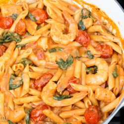 Shrimp with penne and Rosa Sauce
