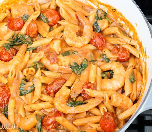 Shrimp Penne with Creamy Rosa Pasta Sauce - Lydi Out Loud