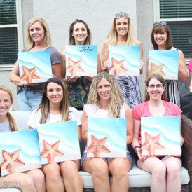 Relax canvas beach scene painting party