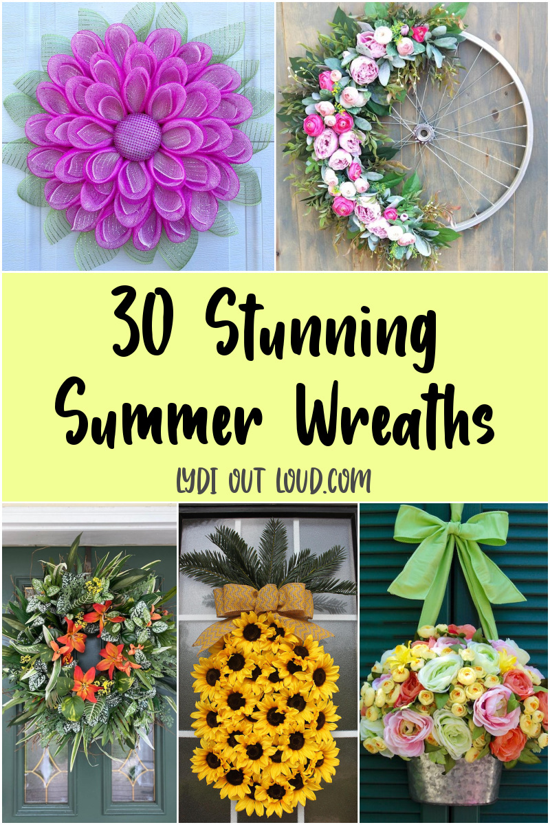 Beautiful Summer Wreaths to Buy or DIY via @lydioutloud