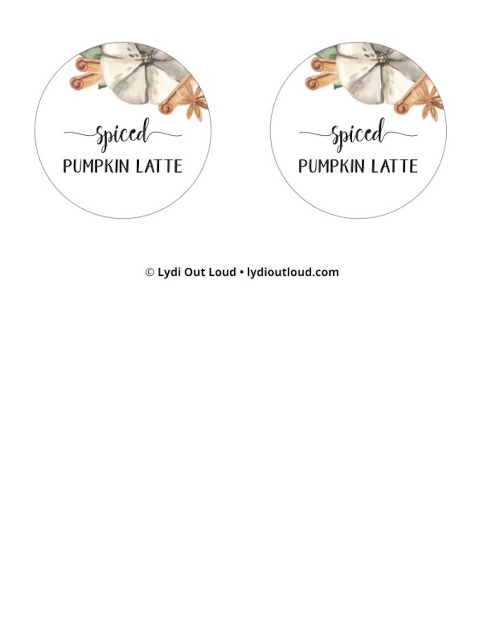 spiced pumpkin latte candle labels